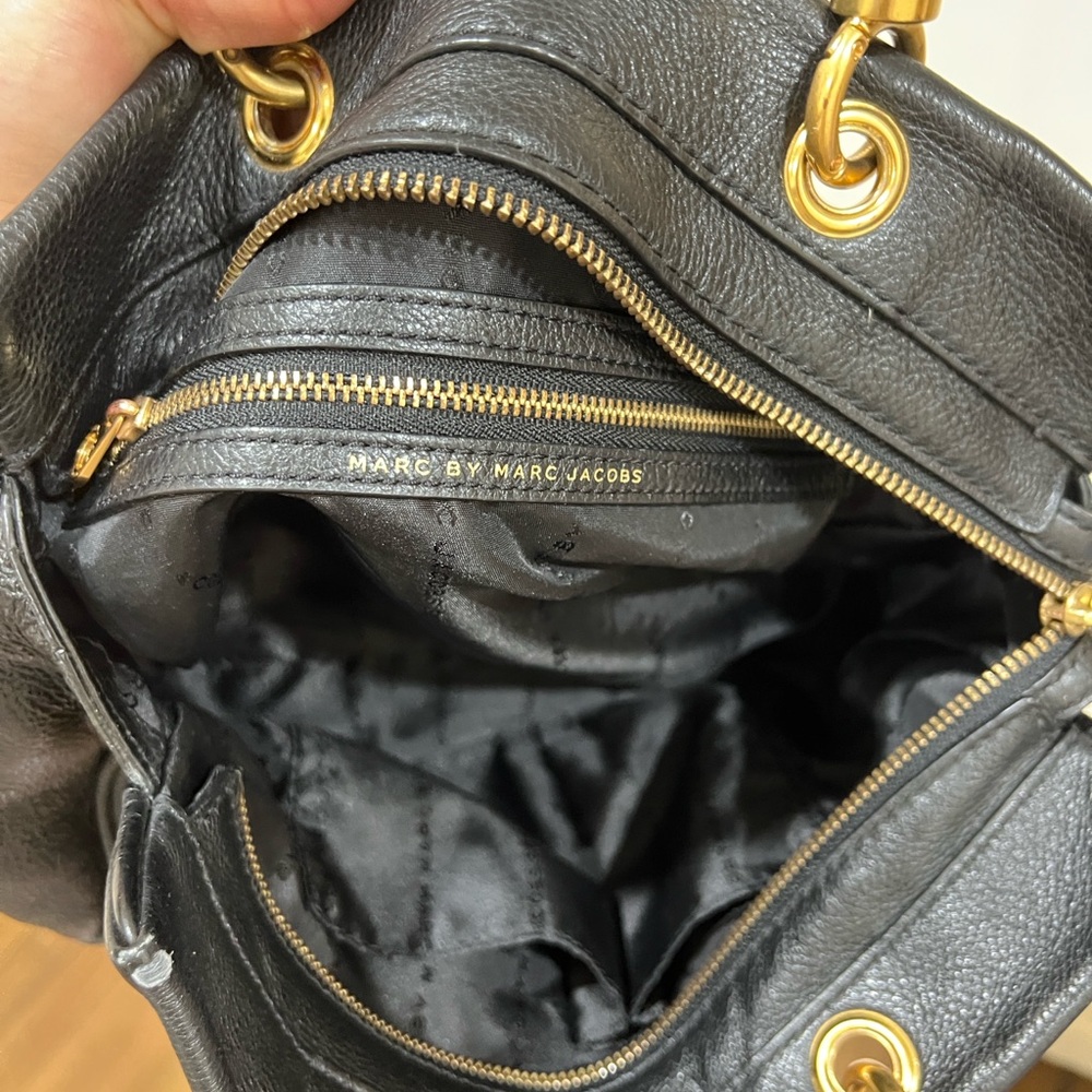 Marc By Marc Jacobs Black Shoulder Bag with Gold Hardware